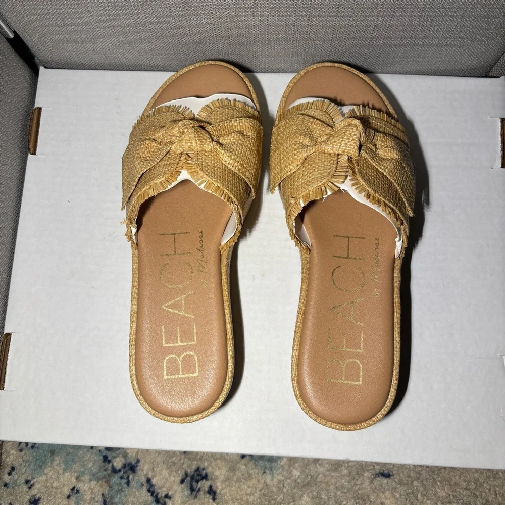 Beach by Matisse Sunda Raffia Platform Slide Sandals Tan Women’s Size‎ 9